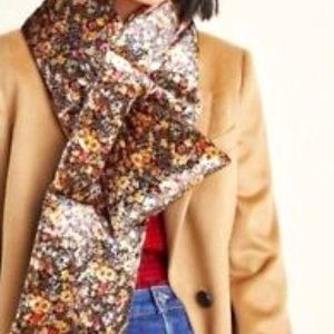 Anthropologie Floral Velvet Puffer Scarf